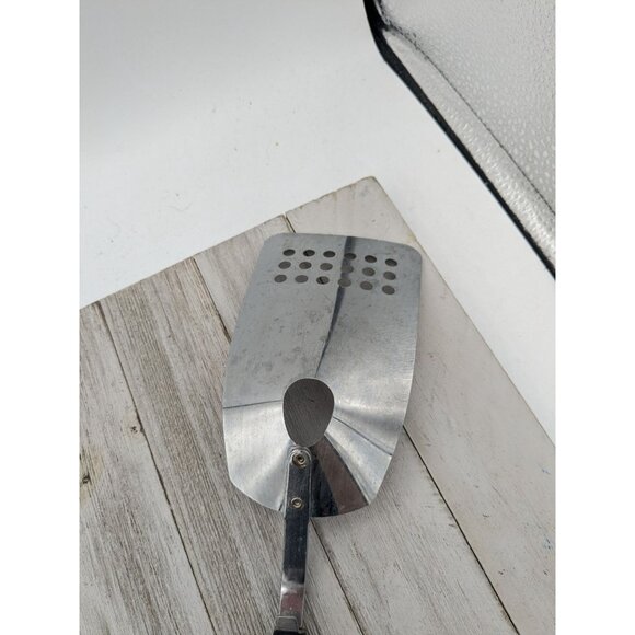 Top Drawer Stainless Steel Slotted Spatula With Drain Hole Black Yellow Handle - Picture 5 of 7